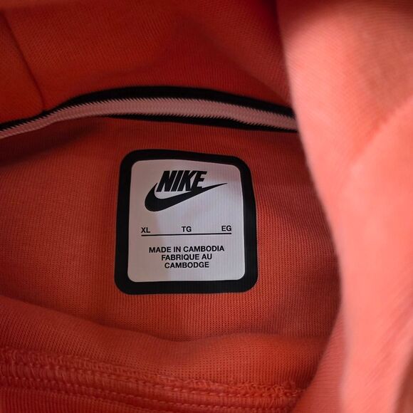 Nike Tech Fleece Hoodie Oversized Fit Orange Black Girls Size XL Brand New - Picture 5 of 6
